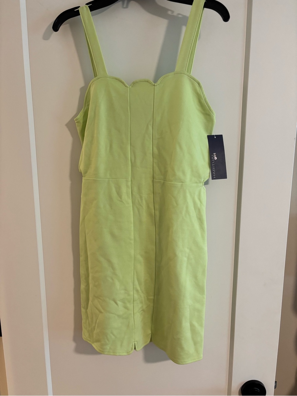Habitual Lime Green Sleeveless Dress with Scalloped Neckline